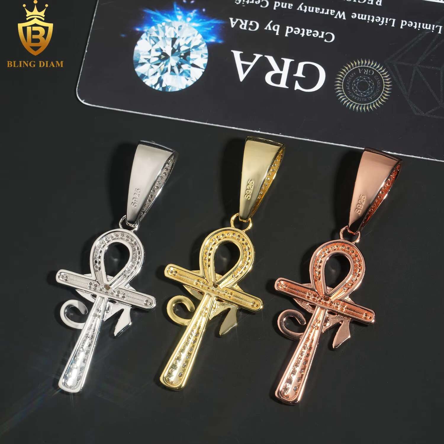 Fashion Jewelry 925 Sterling Silver Iced Out Moissanite Charms Cross Gold Plated Pendants Pass Diamond Tester Men Women