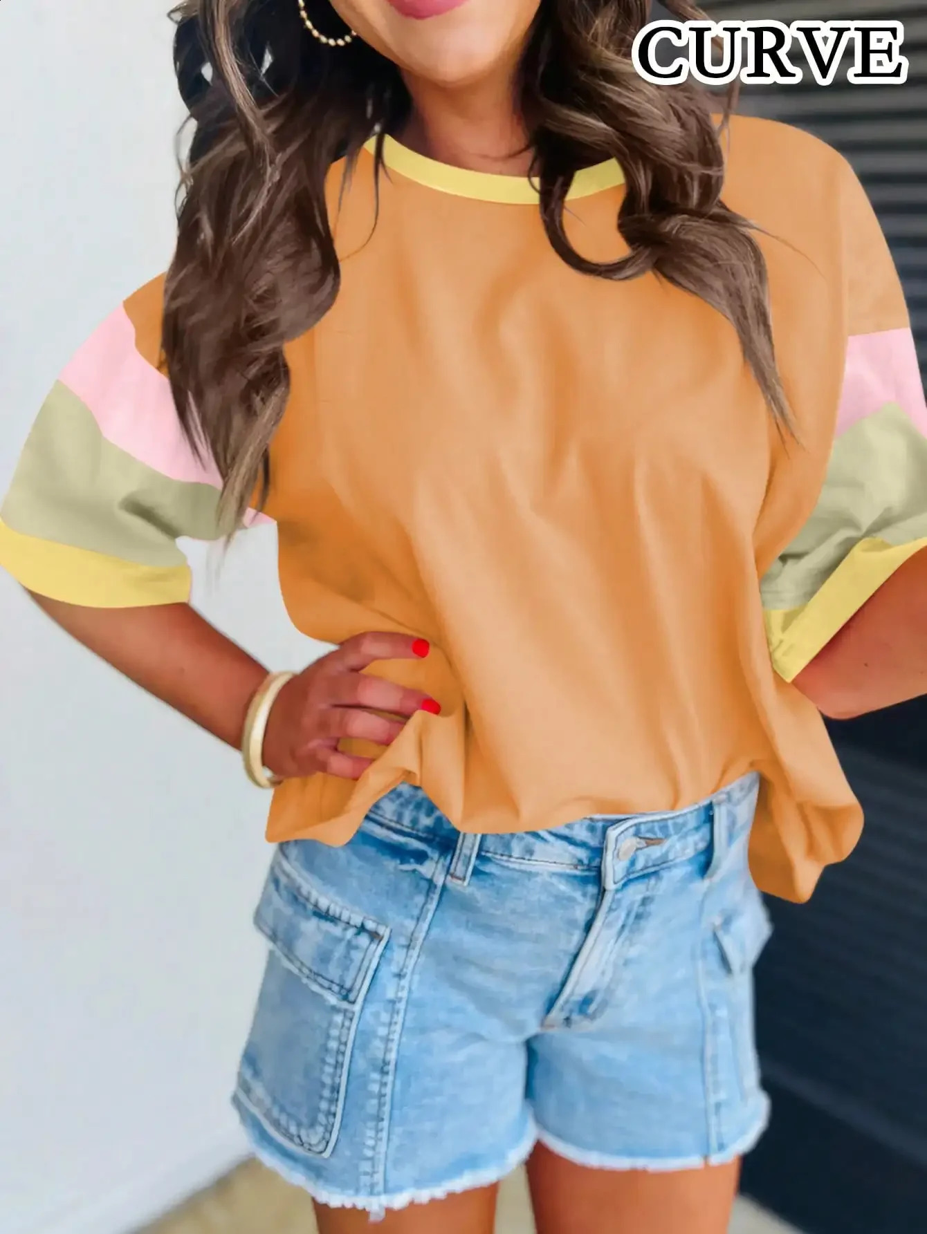Plus Size 1XL5XL Womens Fashion Summer Pullover Top Casual Style Loose ONeck Half Sleeve Tshirt Tees 250519