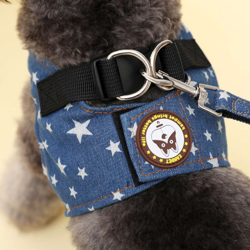 Pet Supplies Vest-Style Denim Leash Walking Rope Dog Chain Teddy Chest Harness