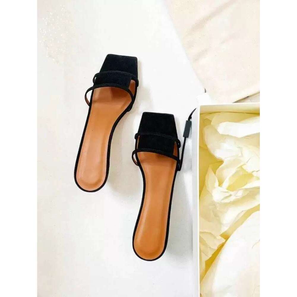 Sheepskin Version ~ French Niche Style Stiletto Heel One-Strap Sandals for Women Outdoor Wear 2025 Summer Elegant Suede Square Toe Slippers