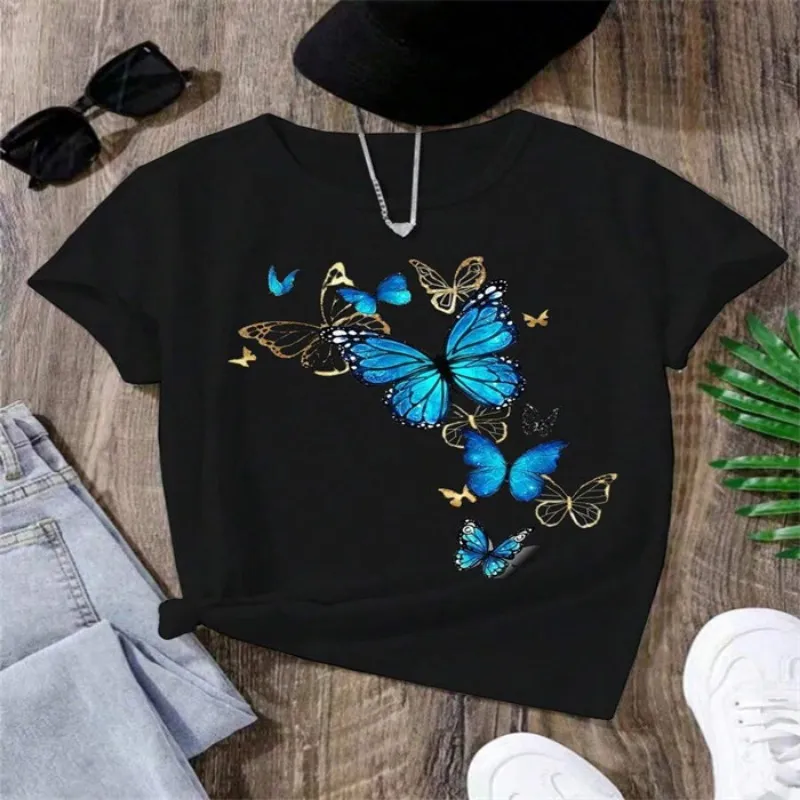 Tngyu97 Designer Ladies' Summer T-shirt Printed Fashionable Casual Cute Short Sleeved Women's Tops 100% Cotton Vintage Style Female Tops
