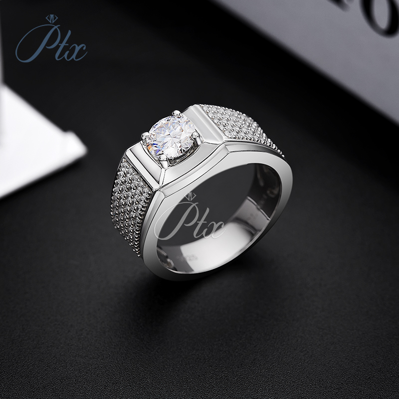 Fine Jewelry Sample Men Couple Ring 14K White Gold Plated Ice Out Vvs Moissanite 925 Sterling Silver Engagement Diamond Rings for Wedding Party