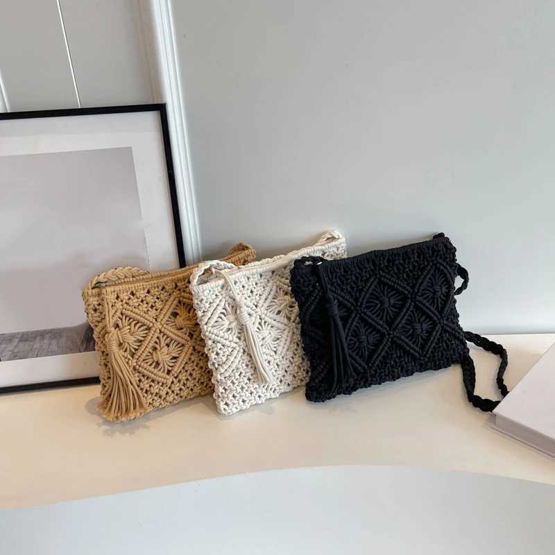 Fashion Rope Woven Clutch Bag for Women Casual Hollow Out Tassel Crossbody Purses Handmade Summer Beach Bags XJ2520528