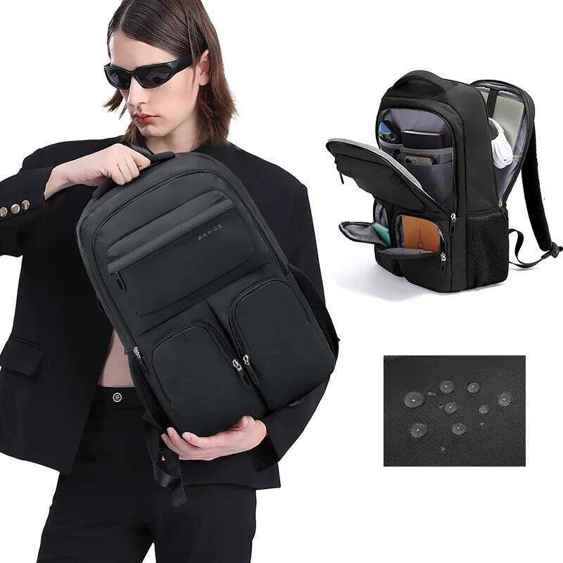 BANGE Large Capacity Men Backpacks for 15.6 Laptop Business Travel Women Backpack Waterproof School Bags with Mesh Side Pockets