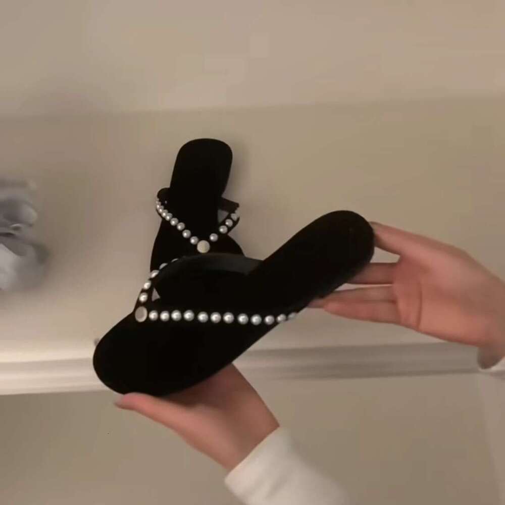 Sheepskin Version ~ Korean Pearl Toe Post Sandals for Women Outdoor 2025 New Summer Vacation Fashion Cool Slippers