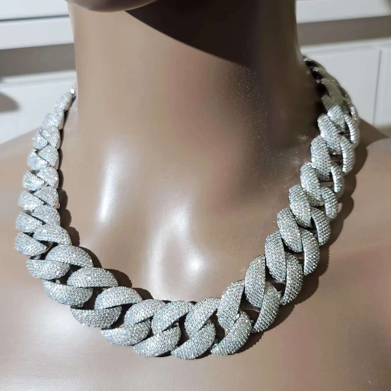 22mm Iced Out Miami Cuban Link Chains Fashion Hip Hop Jewelry 925 Silver Men Moissanite Cuban Necklaces