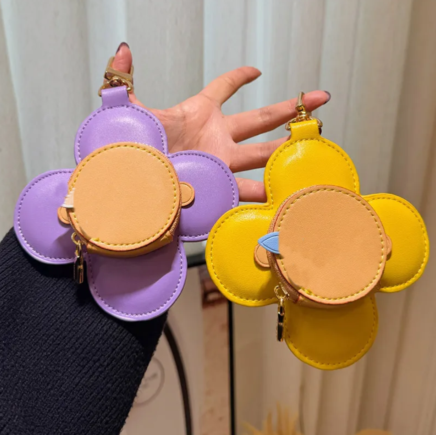 Classic Sunflower Keychain Wallets Bag Charm Decoration Pendant Women Men Round Purses Clutch Bags Key wallet pendant hanging bags totes keyring charms gifts
