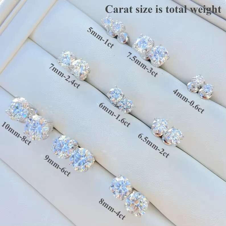Classic Diamond Stud Earring 0.5ct 1ct 2ct 3ct 4ct VVS Moissanite 18k Gold Plated Silver Moissanite Stud Earring