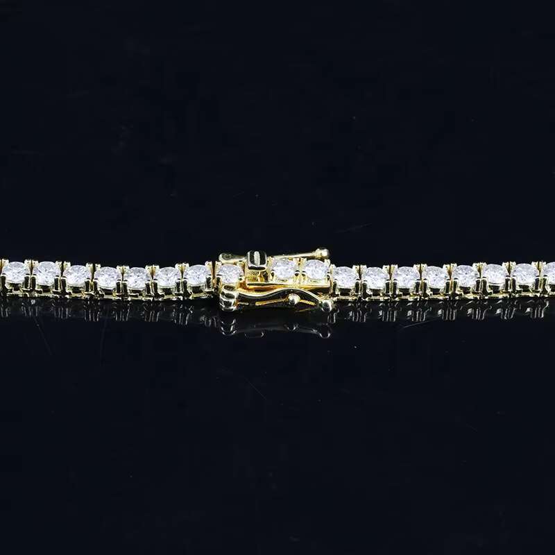 14K 18K Mens Iced Out Hip Hop 6.5mm 16/18/20/22/24 Inches 925 Sterling Silver Tennis Necklace Moissanite Necklace
