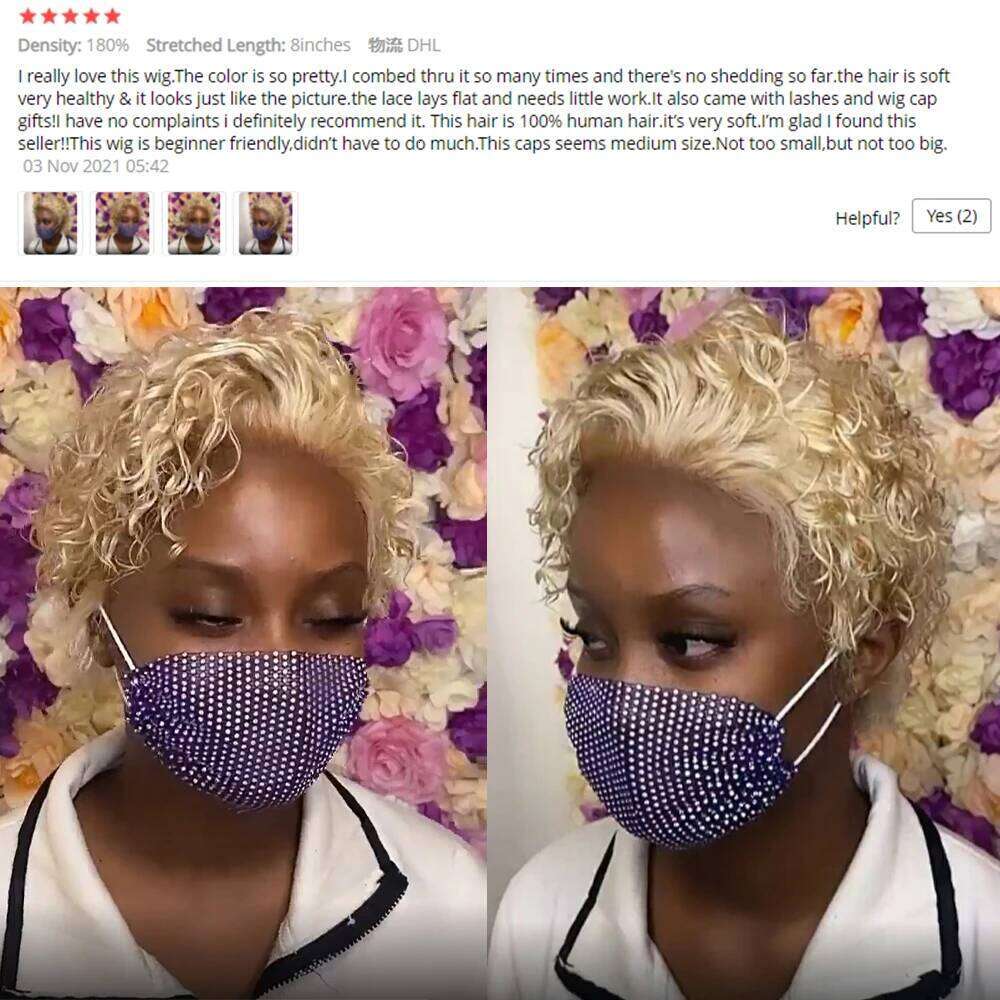 Brazilian Bury Lace Front 613 Short Blonde Bob 13x4 99J Curly Colored Human Hair Pixie Cut Wig