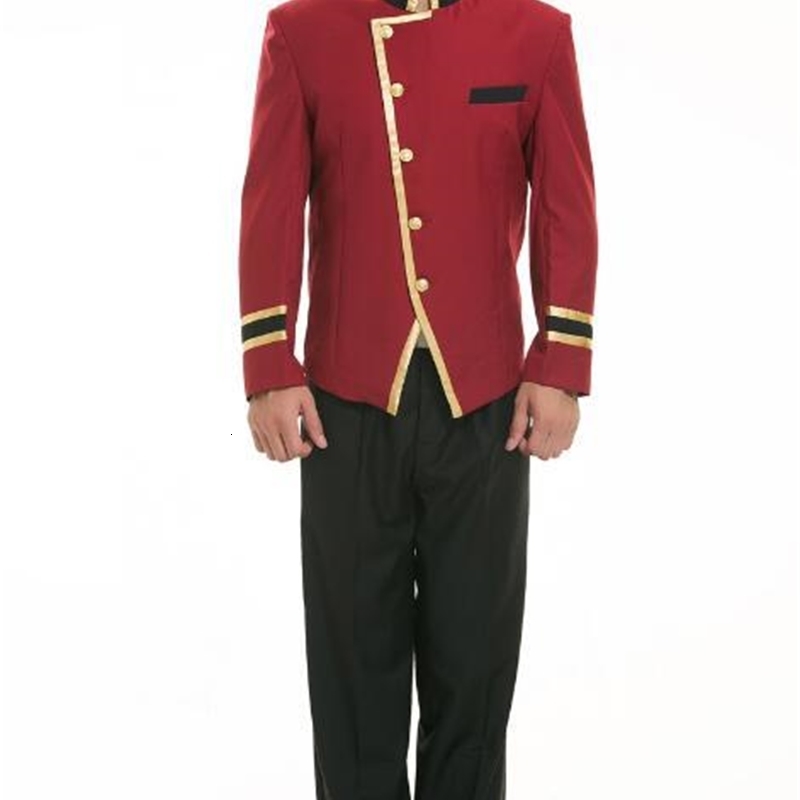 els Receptionist Uniforms Doorman Suit Etiquette Welcome Men Spring Include Jacket Pants Hat Work Red 250517