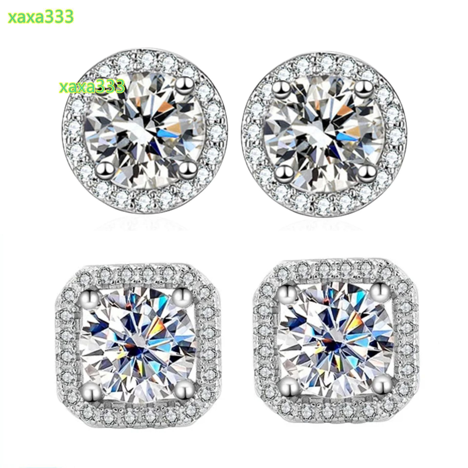 Classic Square 1-4ct VVS Diamond Moissanite Earring Wedding Jewelry Diamond 925 Sterling Silver Fine Stud Earrings for Women Men