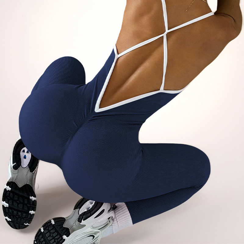 Breathable Womens Workout Jumpsuit Crossback Design with Crisscross Strap Support for Seamless Movement During Fitness Activities