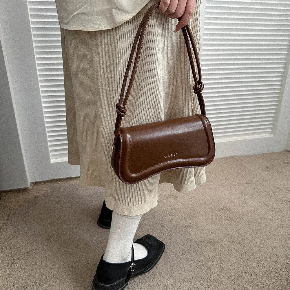 Women Fashion Shoulder Bag PU Leather Simple Underarm Female Solid Color Vintage Baguette Armpit ner Tote Handbag 250528