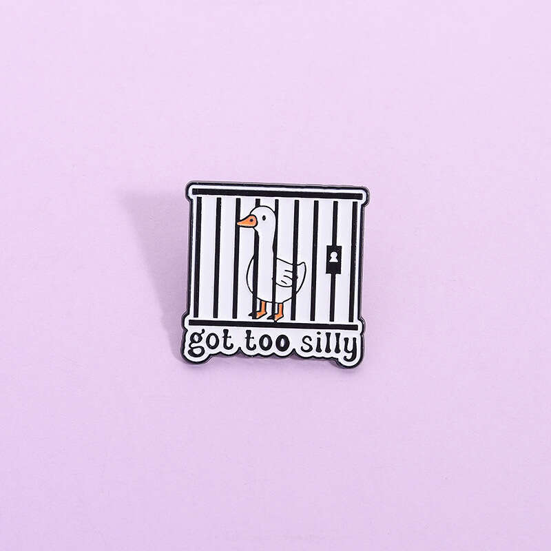 Silly Cute Animal Cage Goose Metal Brooch Versatile Backpack Badge