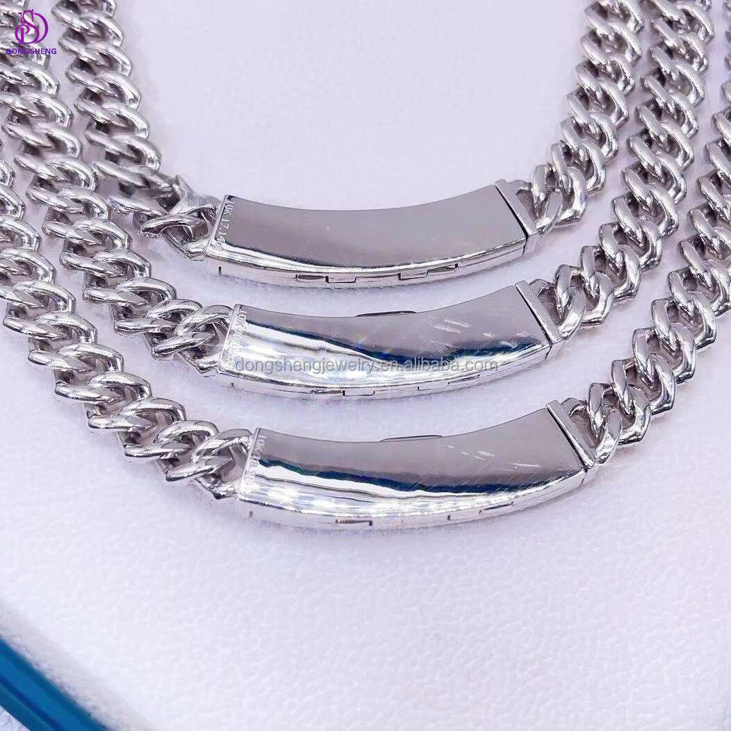 Hiphop Thickness Chain 925 Silver 10/12mm 2 Rows Vvs Moissanite Diamonds Pass Tester Sterling Silver Cuban Link Chain Moissanite