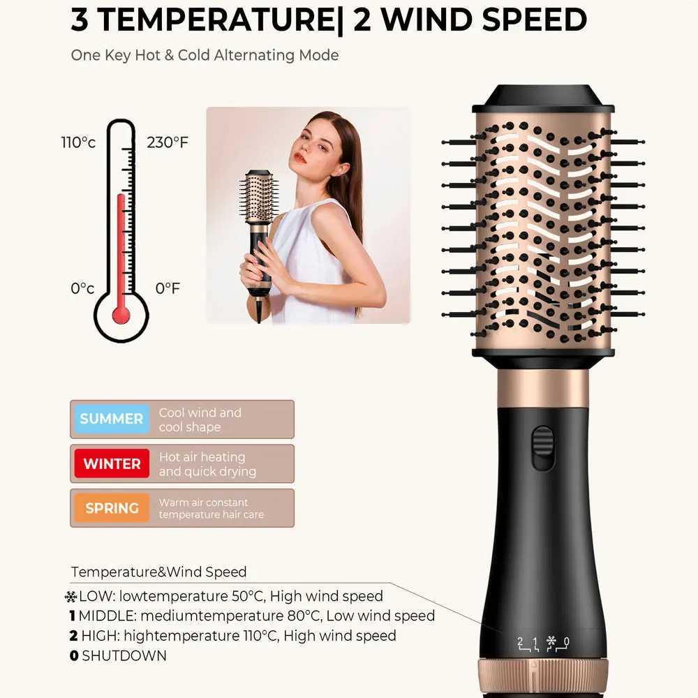 Professional Hair Dryer Brush 4 In 1 Hair Styler One Step Blow Dryer Comb Air Curling Iron Brush Electric Hair Blower BrushXJ250528
