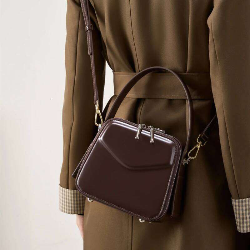 Toptrends Genuine Leather Box Small Shoulder Crossbody Bags For Women 2025 Designer Square Purses Tote Ladies Handbags