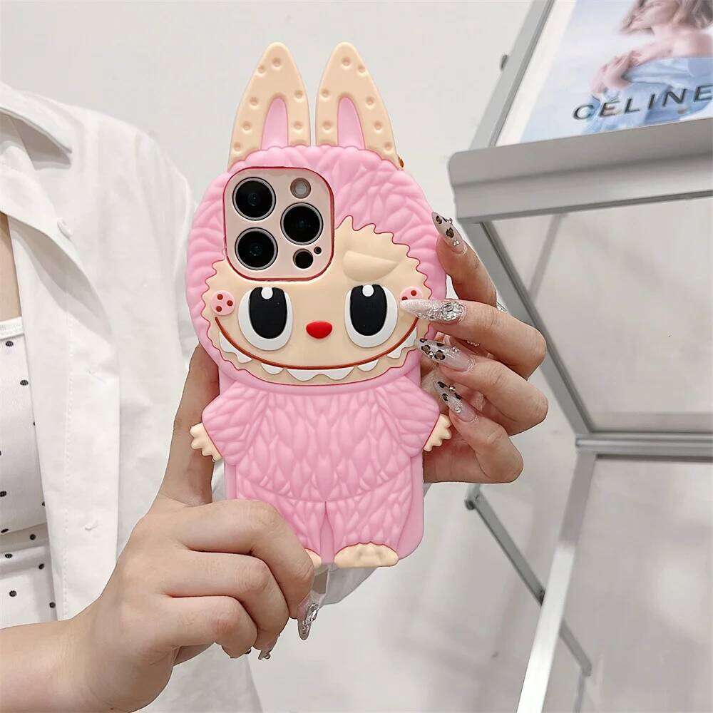 3D Cartoon Labubu Rabbit Soft Silicone Phone Case For iPhone 16 15 11 12 13 mini 14 Xs Pro Max XR 6 6s 7 8 Plus SE2 Cute Cover