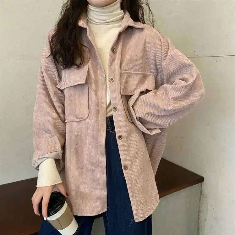 VintageCorduroy Women's Design Sensibility Niche Spring Autumn/Winter Style Versatile Top Sleeveless Shirt Jacket