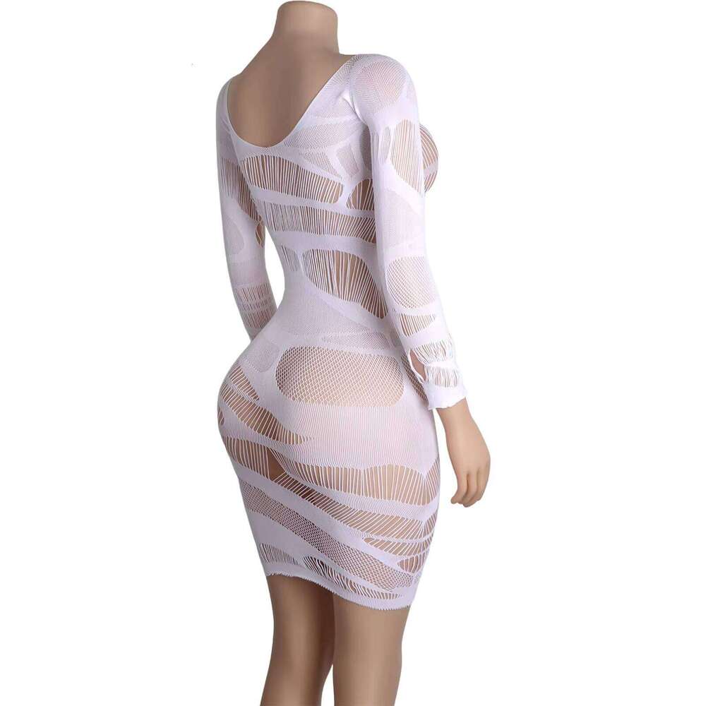 Sheer Nightclub Dress Luminous Fishnet Sexy Performance Outfit Exotic Dance Wear Underwear Women Rave Costume