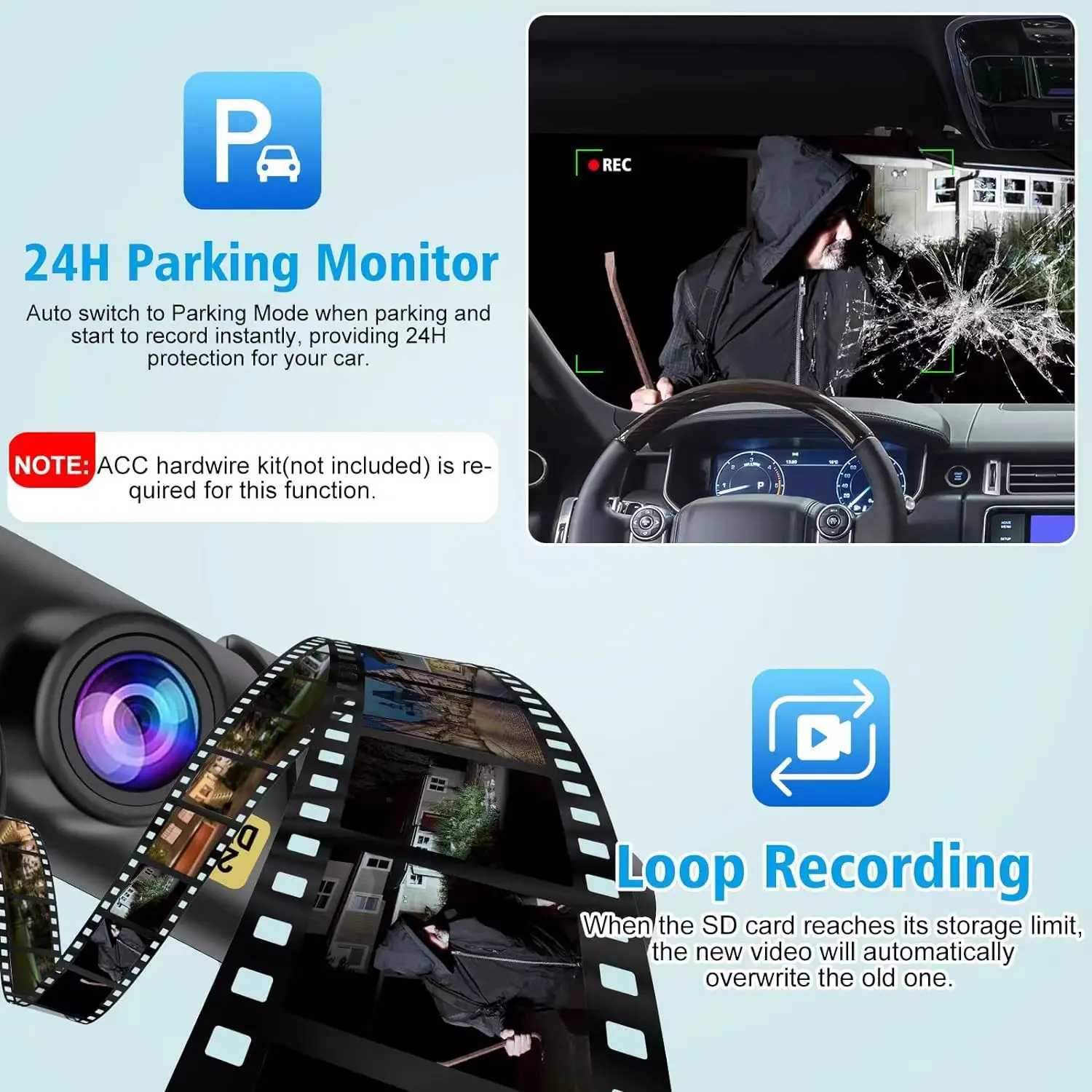 Car dvr Dash Cam WiFi FHD 2K Mini Dash Camera for Cars Front 170 Wide Angle Night Vision Loop Recording 24H Parking Monitor 128G MAX R250529