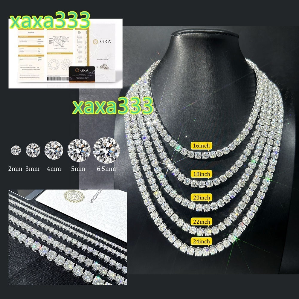 Hip Hop Fine Jewelry 2mm-6.5mm Moissanite Tennis Chain 925 Sterling Silver Iced Out VVS D Moissanite Diamond for Men Women