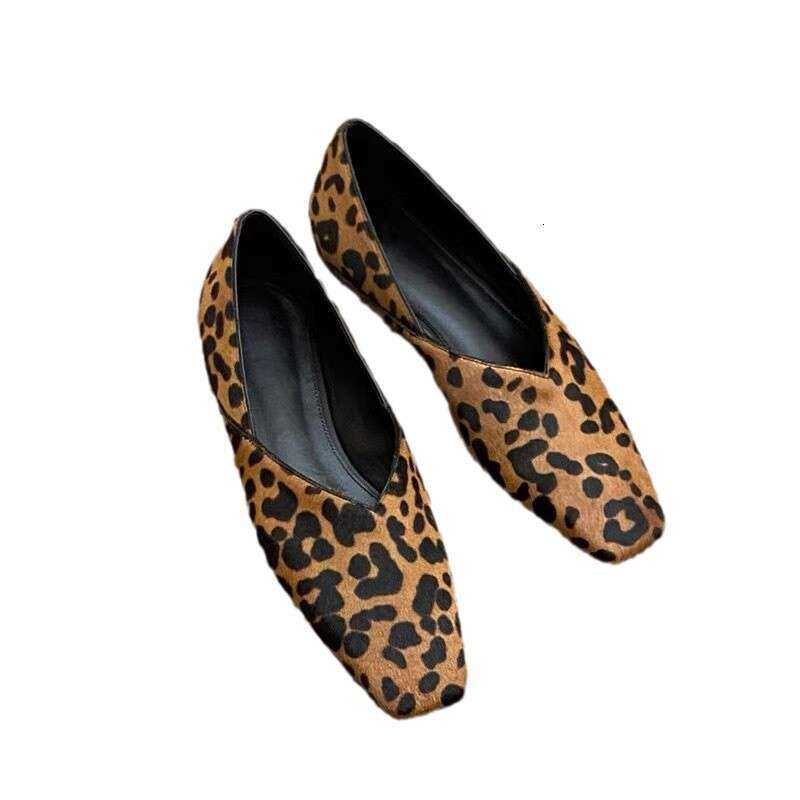 Niche Leopard Print Flat Ballet Women 2025 Spring New Fashion Small Square Toe Mary Jane Shoes