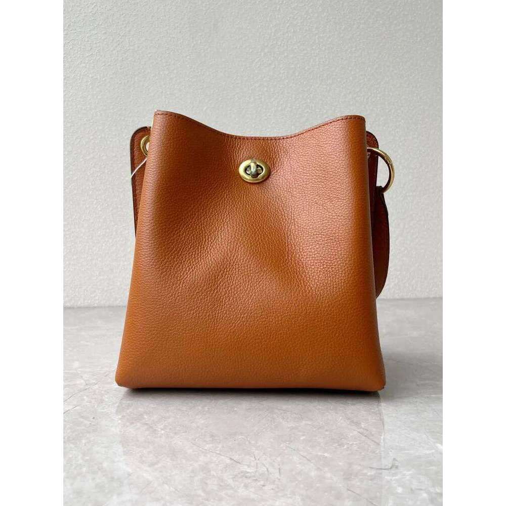 Office Ladies Shoulder Handbag Fashion Solid Color Genuine Bucket Bag Cow Leather Casual Women Single Crossbody Bags