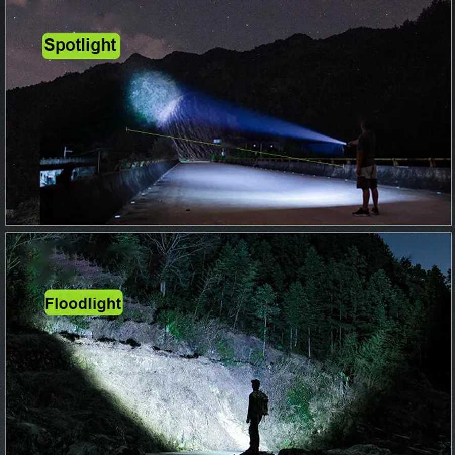 Aluminum Alloy LED Flashlight High Power Rechargeable Tactical Telescopic Zoom Torch Flash Light Outdoor Camping Lantern XJ250529