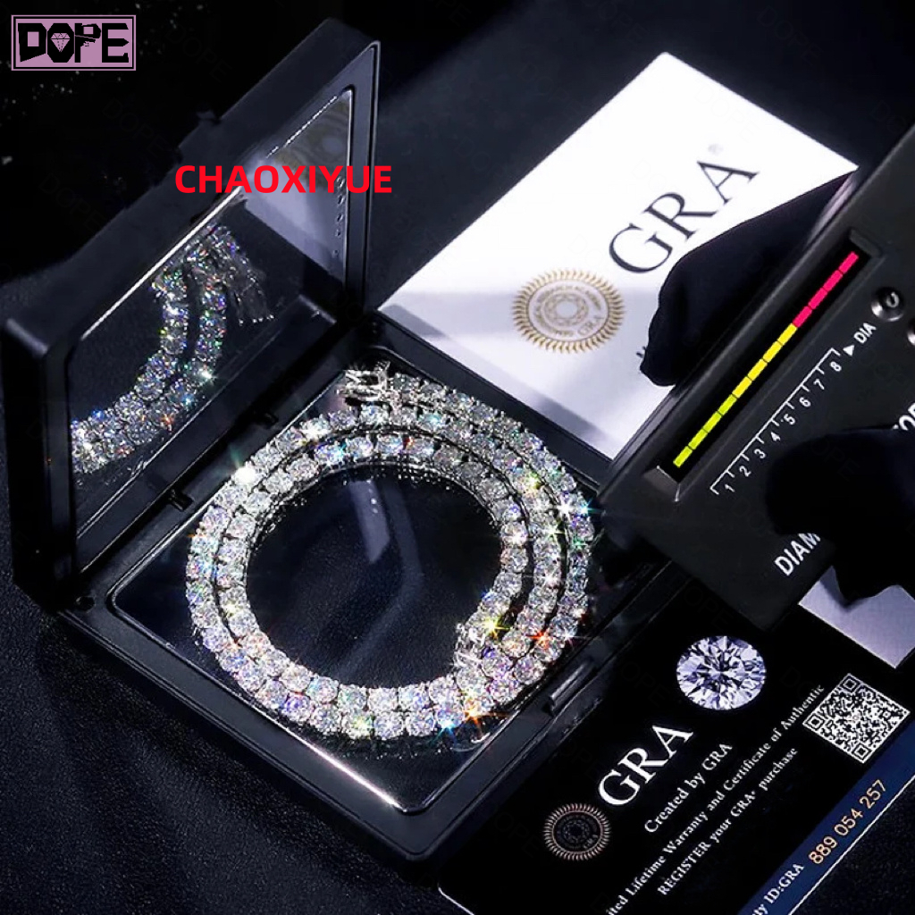 Hot Selling 3mm 4mm 5mm 6mm Tennis Necklace VVS Diamond Iced Out Hip Hop 925 Silver Moissanite Tennis Chain