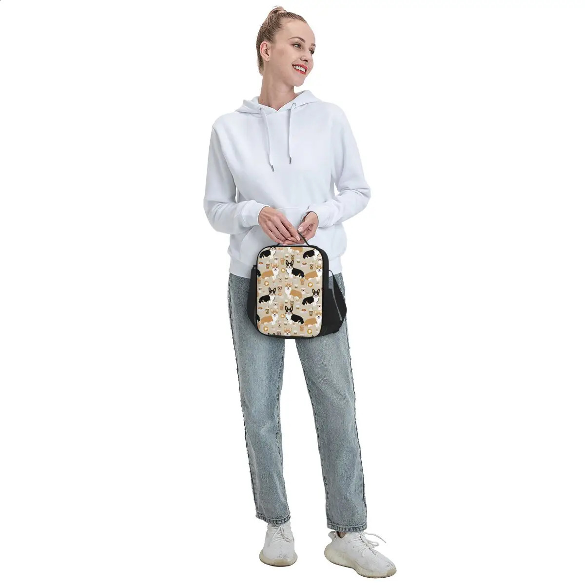 Coffee Welsh Corgis Dog Portable Lunch Boxes for Women Leakproof Cooler Thermal Food Insulated Bag Office Work 250528