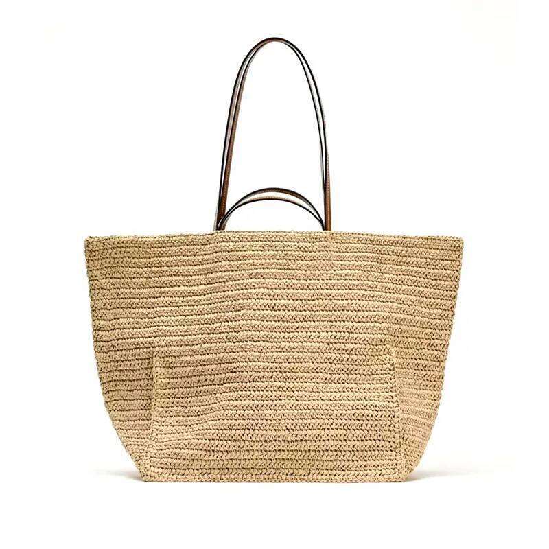 Women's Bags Designer Large Woven Beach Bags For Women Shoulder Summer Crochet Straw Bag Bohemian Travel Handbag And Purse Shopper Tote NEW