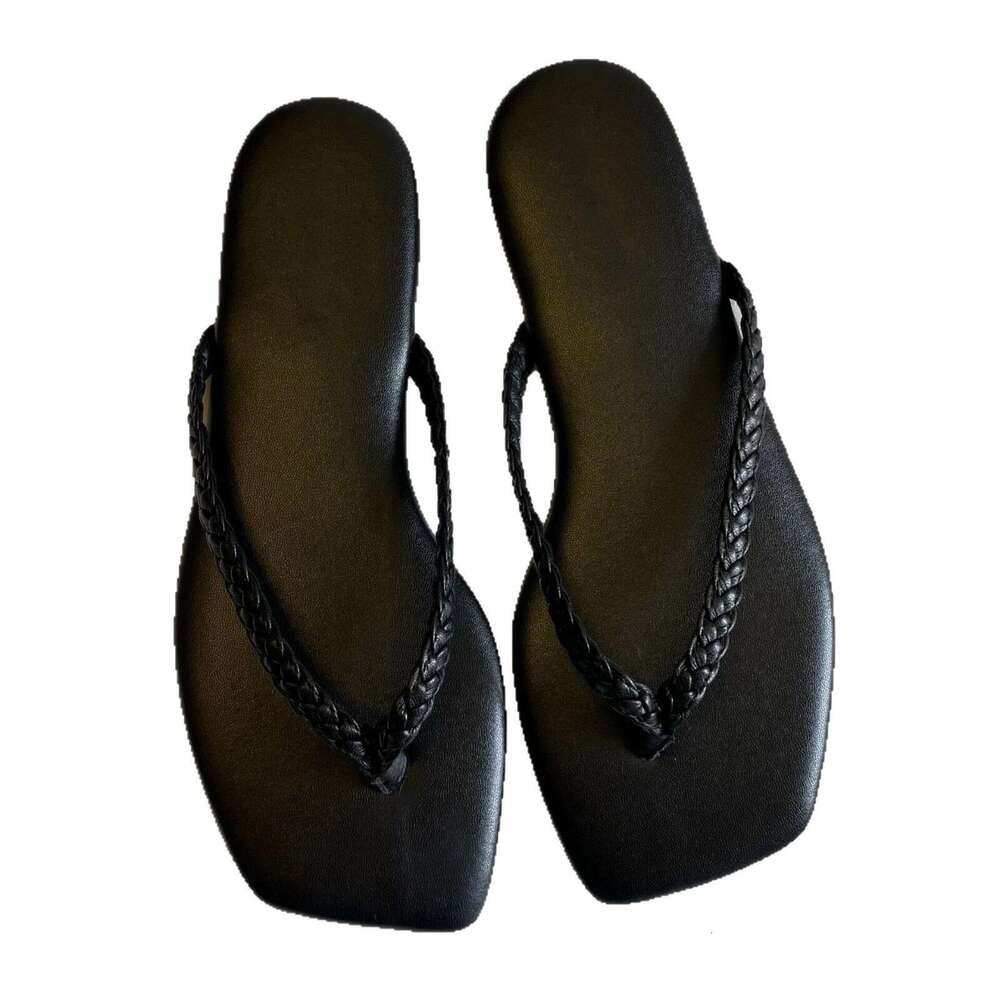 Cowhide Version ~ Niche Woven Strap Toe Post for Women Outdoor 2025 Summer Fashion Flat Sandals
