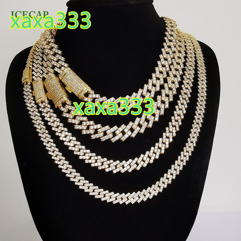Zhixuan Custom Fully Iced Out Baguette Round Cut VVS Moissanite Cuba Chain 925 Silver Diamond Necklace Hiphop Style Chain