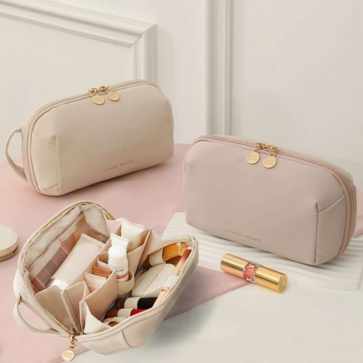 Small Square Brick Cosmetic Bag Convenient Onthego LargeCapacity Toiletry Bag 250528