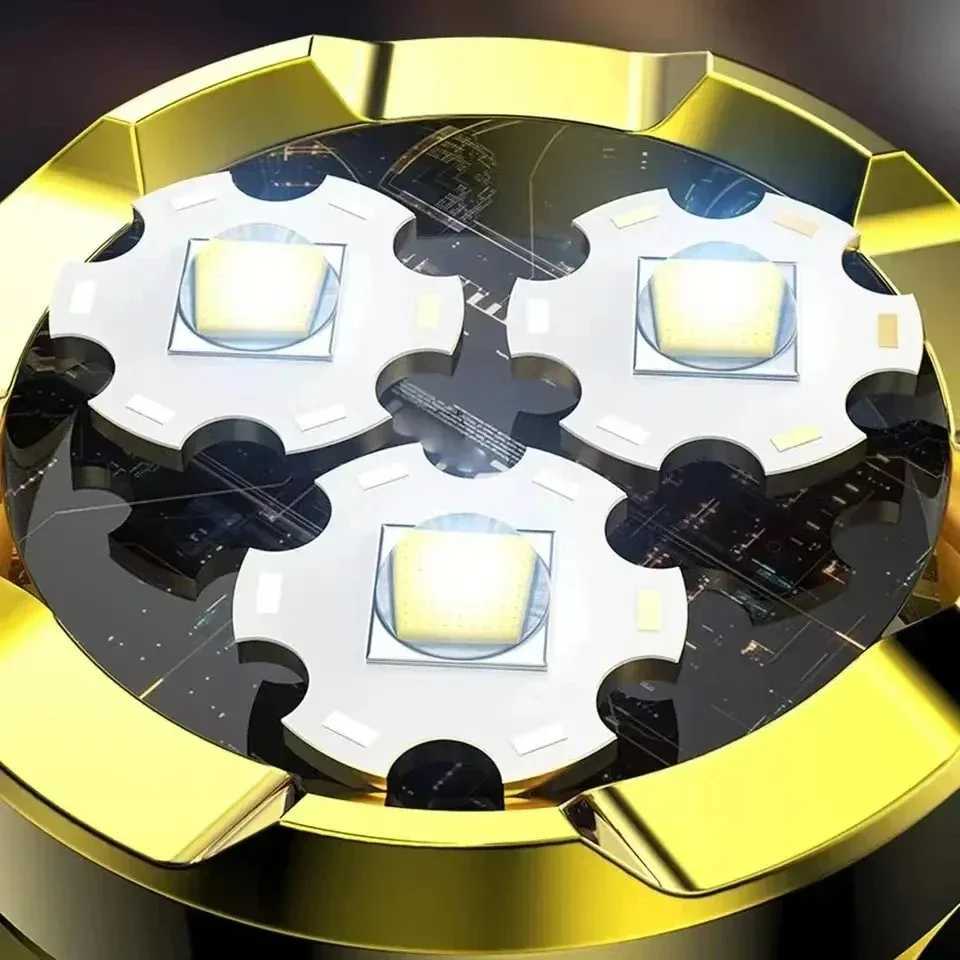 Powerful Tactical Flashlight 3LED USB Rechargeable High Power Mini Flashlight with Magnet Waterproof Camping Hiking Emergency XJ250529