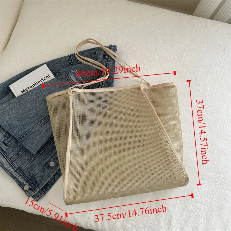 Portable Summer Hollow Tote Bag Swimming Leisure Net Shoulder Beach Largecapacity Shopping Outdoor 250528
