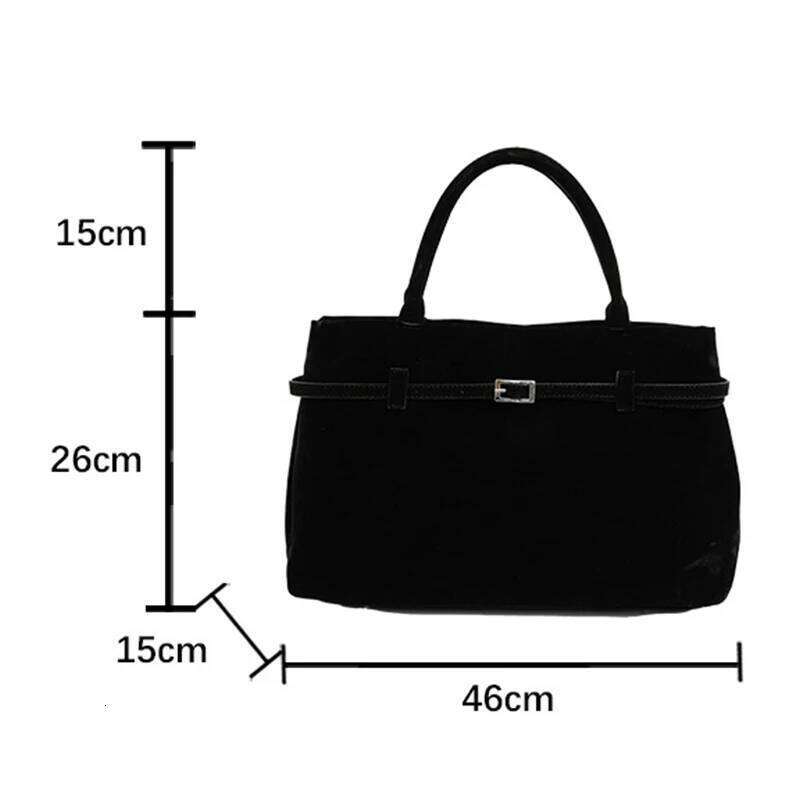 Trendy Autumn Brown Tote Women's Retro Suede Large Capacity Shoulder Belt Buckle Design Ladies Underarm Commuter Bag