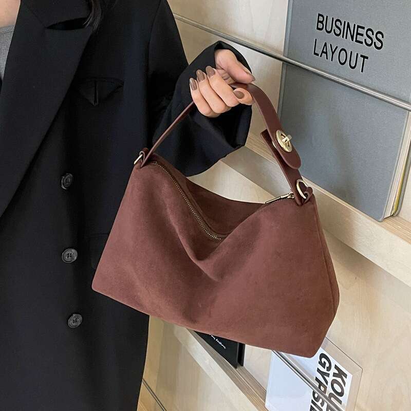 Frosted Handbag Niche Underarm For Women Winter New Single Shoulder Tote Versatile Suede Crossbody Bag B5
