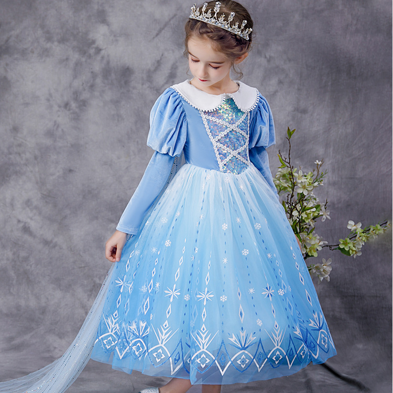 DISNEY kids designer clothes girl designer baby Elsa princess dress Princess dress Little girl Christmas children's day dress skirt children'