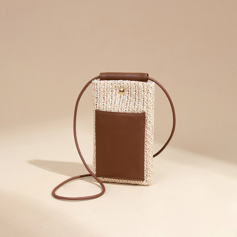 2025 Summer New Raffia Phone Fresh Versatile Shoulder Crossbody Vertical Fashion Coin Purse Small Bag
