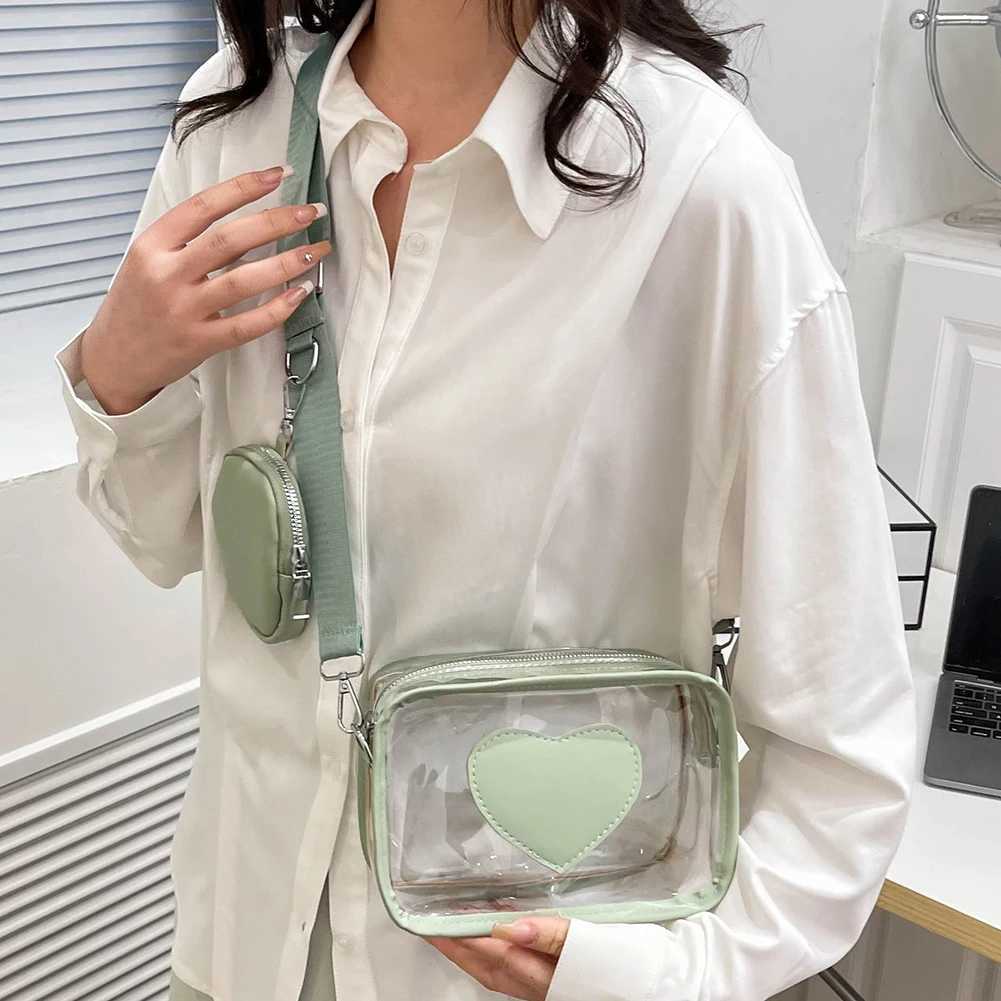 Transparent PVC Female Tote Bag Fashion Love Small Clear Phone Bag Casual Waterproof Adjustable Strap Simple for Adults and Teenagers XJ2520528