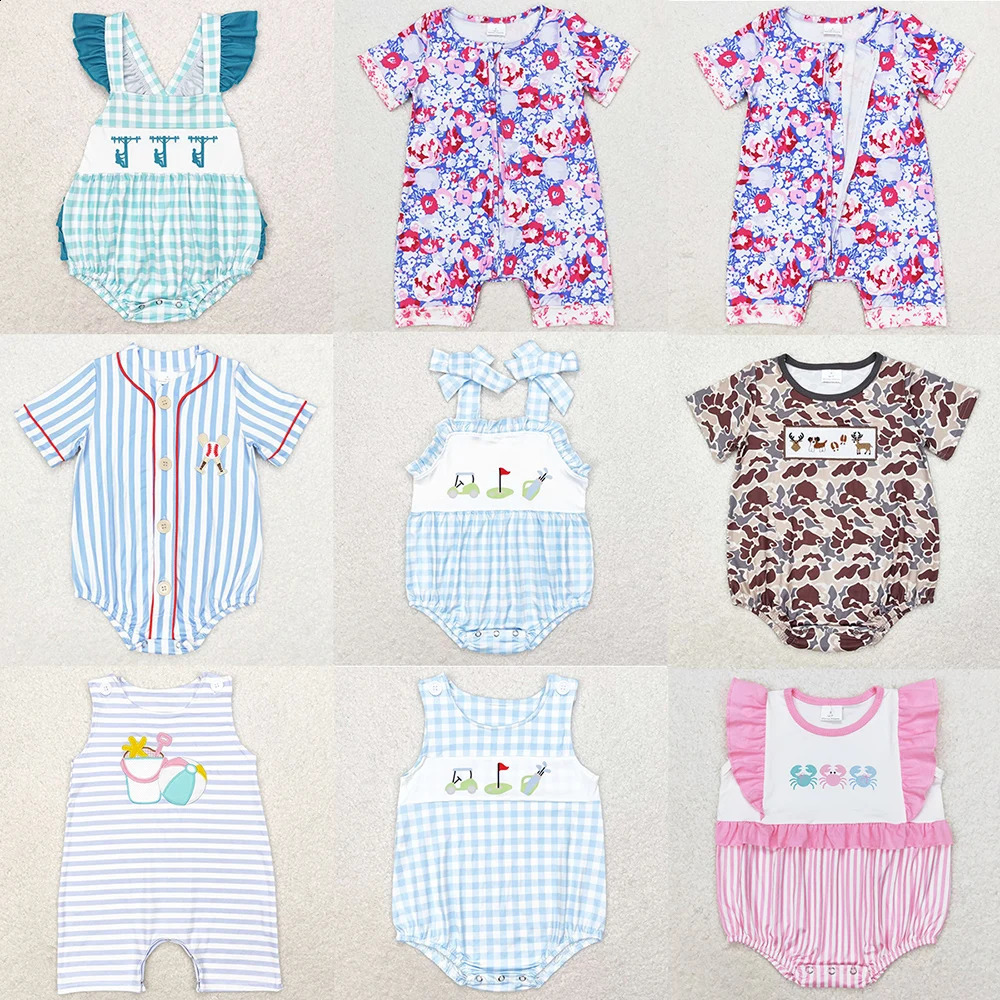 Boutique Infant Baby Rompers Girls Boys Toddler Clothing Summer Stripes Baseball Boys Rompers Short Sleeve Kids Girls Rompers 250528
