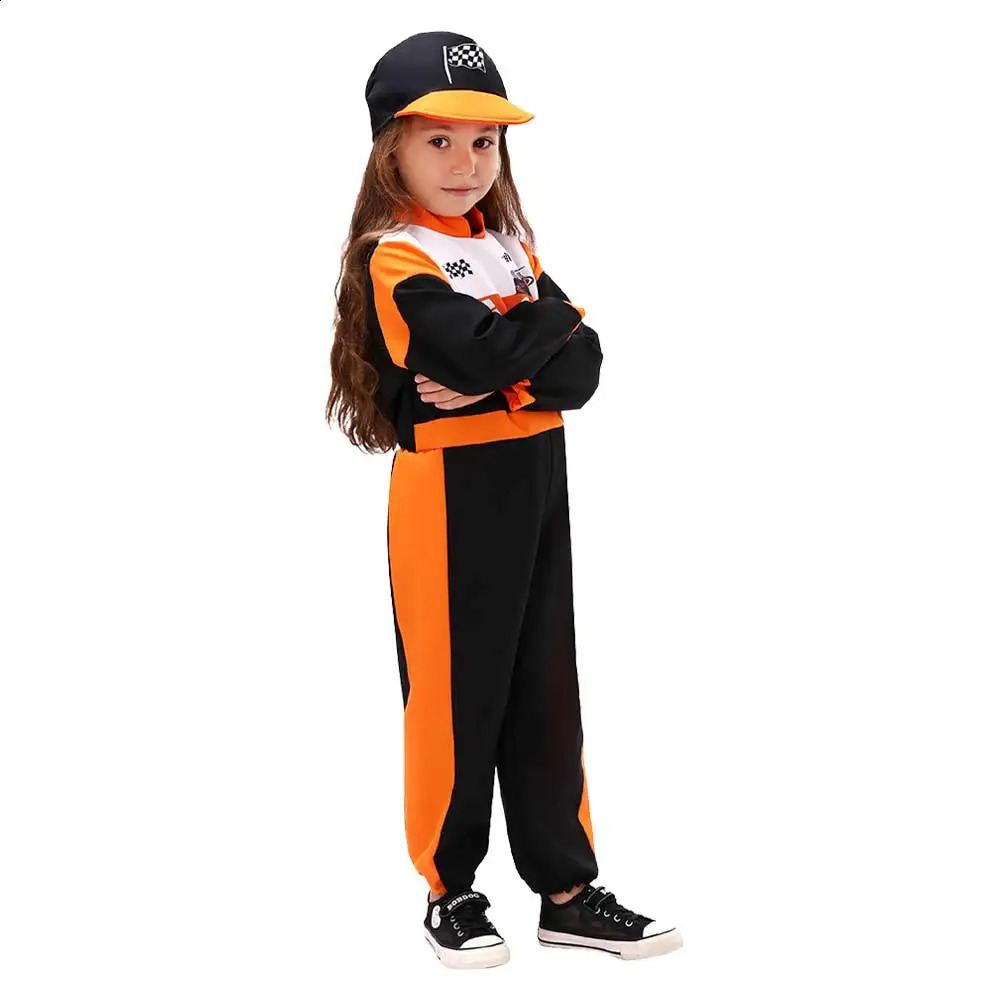 Racer Cosplay Kids Girls Boys Role Play Hat Jumpsuit Racing Clothing Fancy Dress Up Party Costume Child Outfits 250528