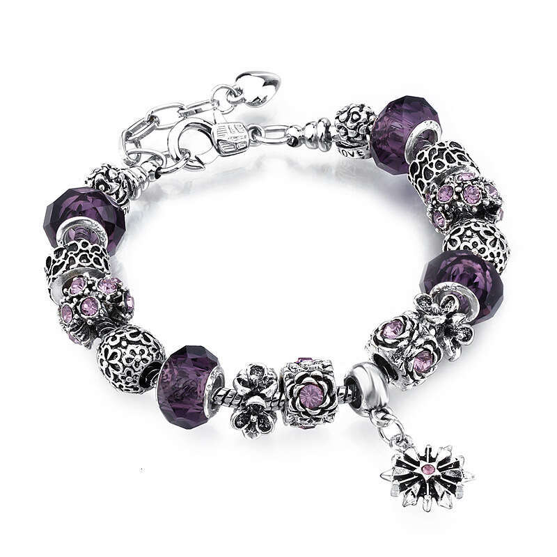 DIY Alloy Inlaid Glass Crystal Beaded Charm Bracelet Jewelry