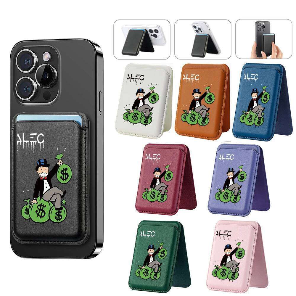 Upgrade Magnetic Dollar MonopolyS PU Leather Wallet Case For MagSafe iPhone13 14 15 16 Rich Man Card Bag Holder Back Cover