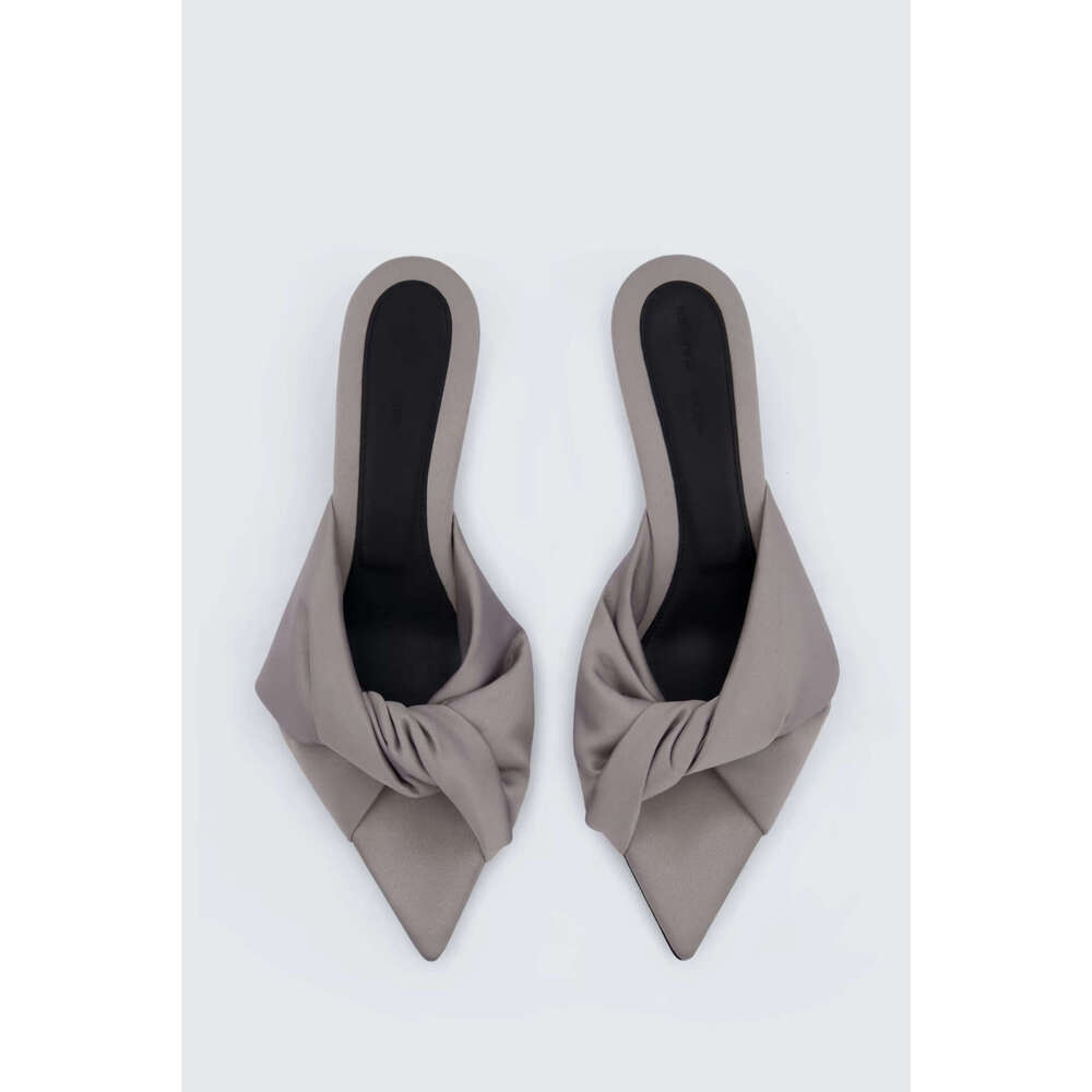 Sheepskin Version ~ French Runway Style Satin Pointed Stiletto Heel Sandals for Women Outdoor 2025 Summer Open Toe Slippers