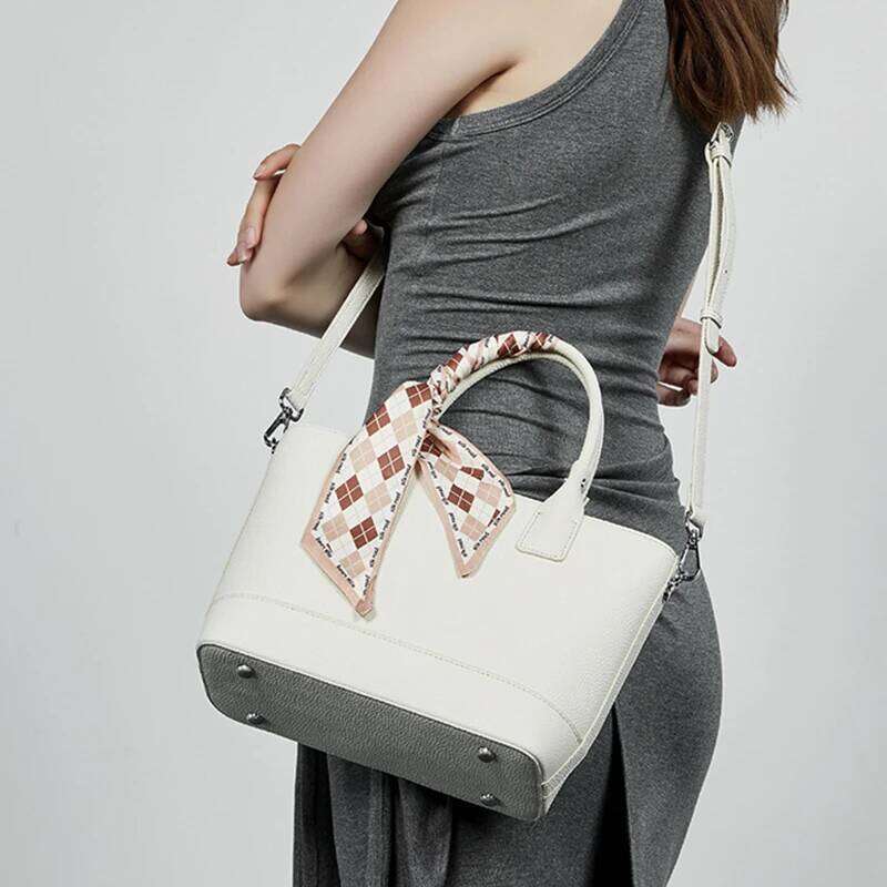 Burminsa Cowhide Genuine Leather Bucket Tote For Women 2025 Designer Basket Handbags Ladies Shoulder Crossbody Bags