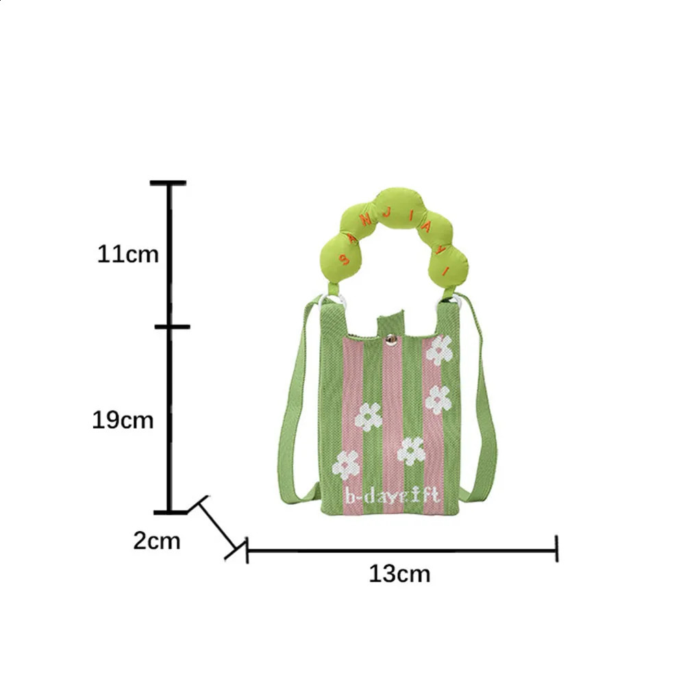 Mini Shoulder Bag Cute Cartoon Mobile Phone Bag Student Messenger Bag Knitted Handbag Key Holder Lipsticks Pouch 250523